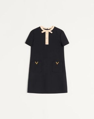 Valentino Abito Corto In Crepe Couture Donna NERO/BETULLA 36
