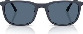 Emporio Armani 56mm Square Sunglasses in Matte Blue /Dark Blue at Nordstrom