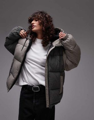 Topshop Piumino in nylon a quadri multicolore