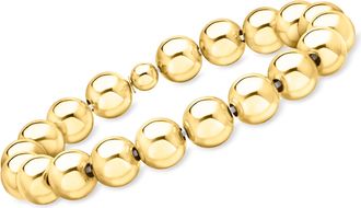 Ross-Simons Italian 10mm 18kt Gold Over Sterling Bead Stretch Bracelet
