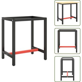 vidaXL The Living Store Telaio per Banco da Lavoro Nero Rosso Opaco 70x50x79 cm Metallo - Tavolo in metallo