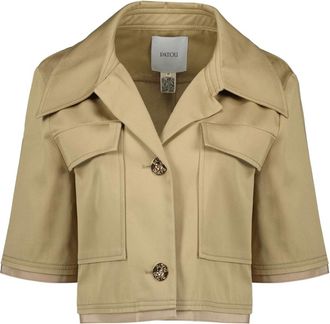 Patou Crop Jack met Korte Mouwen - Dames - Zomerjassen - Beige - S - Katoen - Jassen