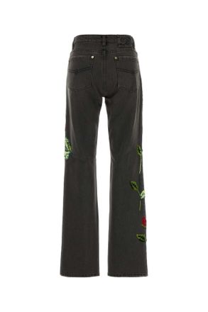 Blumarine Embroidered Rose Trousers - Gray