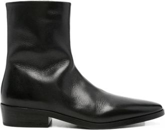 Mars&egrave;ll Leren enkellaarzen met rits aan de zijkant - Heren - Cowboylaarzen - Zwart - 44 EU - Leer - Schoenen