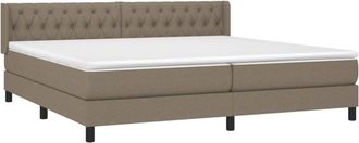 vidaXL Vidaxl - Cama Box Spring Con Colch&oacute;n Tela Gris Taupe 200x200 Cm