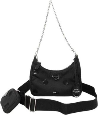 Prada Pre-owned Cross Body Bags, female, Black, Size: ONE SIZE Pre-owned Nylon Cross Body Bag