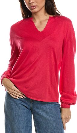 Fort&eacute; Cashmere Split Neck Silk & Cashmere-Blend Sweater