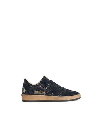 Golden Goose Ball-Star Woman In Black Glitter With Black Suede Inserts