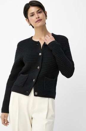 Contemporaine Womens Crest-button textured Cardigan Sweater
