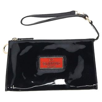 Valentino Valentino Garavani Ritssluiting Muntportemonnee in Zwart Leer