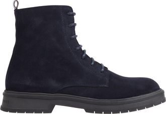 Tommy Hilfiger Blue Lace-Up Striped Pull Tab Suede Boots