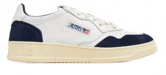Autry Mens Medalist Low Sneaker In White/blue Leather/suede