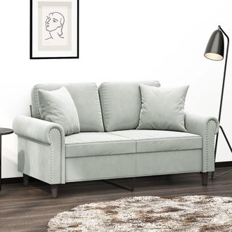vidaXL Sof&aacute; De 2 Plazas Con Cojines Terciopelo Gris Claro 120 Cm Vidaxl
