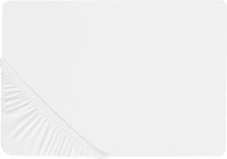 Beliani S&aacute;bana De Algod&oacute;n Blanco 90 X 200 Cm Ajustable Bordes El&aacute;sticos S&oacute;lido Janbu