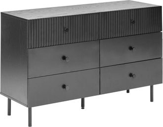 Beliani Cómoda 6 Cajones Aglomerado Negro Moderna Coventry