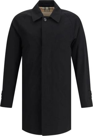 Burberry Single-Breasted Coats, male, Black, Size: XL Camden Cotton Coat