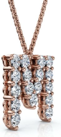 Pompeii3 1Ct Diamond Initial M Pendant 14k Gold 18 Necklace Lab Grown 5/8 Tall