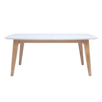 Miliboo Miliboo - Tavolo Allungabile Con Prolunga Integrata Rettangolare In Legno Bianco E Rovere Chiaro L180-230 Cm Fifties