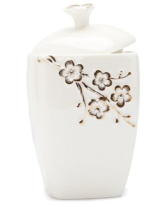 Alice Pazkus Sugar Bowl With Floral Artwork