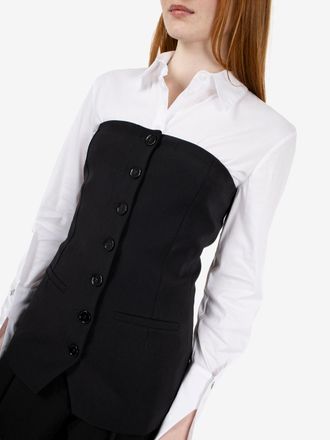 Patrizia Pepe Bustier in cr&ecirc;pe con bottoni nero