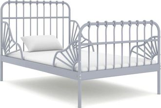 vidaXL Extendable Bed Frame without Mattress Grey Metal 80x130/200 cm vidaXL