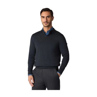 Brooks Brothers Truien & Vesten, Heren, Grijs, M, Wol, Merino Wol Polo Trui