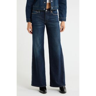 Re/Done Studded Wide Leg Jeans in Barely Western Stud at Nordstrom Rack, Size 26