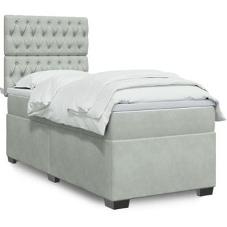 vidaXL Vidaxl - Cama Box Spring Con Colch&oacute;n Terciopelo Gris Claro 90x190 Cm