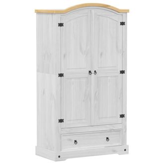 Berkfield Home Wardrobe Corona White 102x52x186 cm Solid Wood Pine | Size: 102 x 52 x 186 cm
