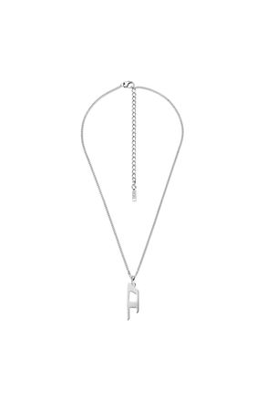 Diesel Stainless steel d logo pendant necklace - Necklaces - Unisex - Silver