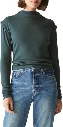 Michael Stars Womens Michael Stars Denise Top Green Slim Fit long Sleeve Mock Neck GBO760