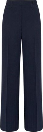 Kiton Visgraat wollen broek - Dames - Wijde Broeken - Blauw - L - Wol - Broeken