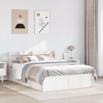 Berkfield Home Sleek Bed Frame with Headboard White 160x200 cm Solid Wood Pine
