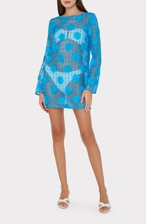 Milly 3D Knit Mesh Cover-Up Dress in Blue at Nordstrom, Size Small