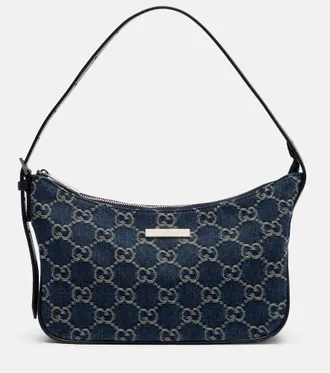 Gucci Lady Lunetta GG Small denim shoulder bag