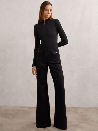 Reiss Black Flared Pocket-detail Jeans, 27R