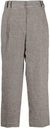 Brunello Cucinelli Womens Beige Houndstooth Wide-Leg Trousers, Size 6
