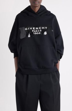 Givenchy Tape Logo Hoodie in Black at Nordstrom, Size X-Large