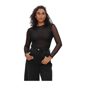 Arma Ines Glitter Mesh Top - Dames - Tops - Zwart - Maat: M