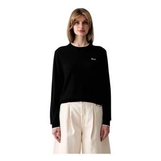 Karl Lagerfeld Merino Wol Trui - Dames - Ronde hals truien - Zwart - XL - Wol - Truien & Vesten