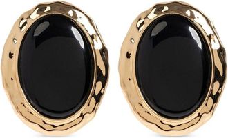 Self Portrait Hammered Gold Black Earrings