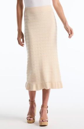 Shelli Segal Ruffle Midi Sweater Skirt in White Swan at Nordstrom Rack, Size X-Small