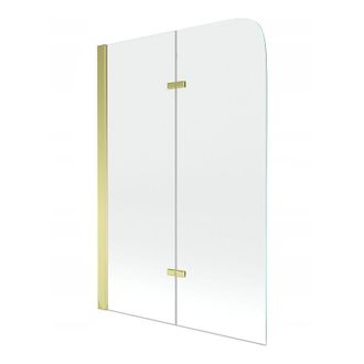Desconocido Desconocido - Mampara De Ba&ntilde;era 2 Hojas Vidrio Transparente, 80x140 Cm, Perfil Dorado