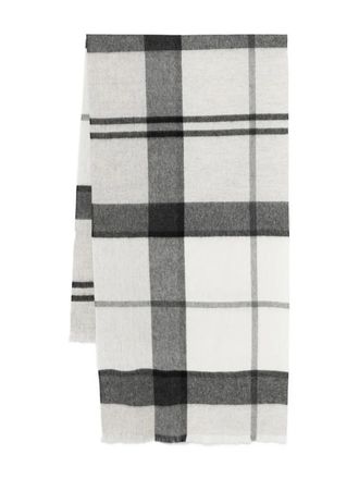 Barbour check-pattern scarf - women - Wool - One Size - Grey