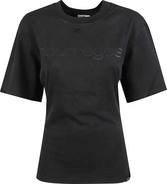 Courr&egrave;ges Logo Print Cotton T-Shirt