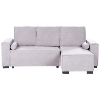 Beliani Sof&aacute; Cama Moderno 3 Plazas Con Chaise Longue Izquierdo Reposabrazos Espacio De Almacenaje Reversible Gris Edane