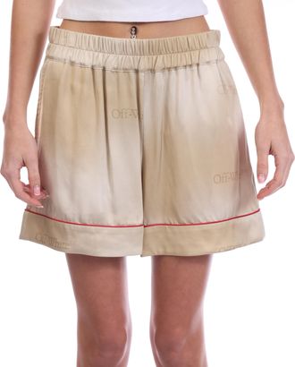 Off-white Womens Off White Gradient Pyjama Shorts in Beige Viscose - Size 12 UK