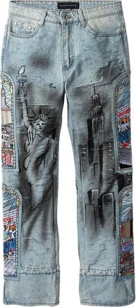 Who Decides War by Ev Bravado Jeans dritti con applicazione - Blu