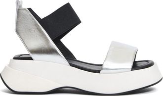Elena Iachi Silver Leather Wedge Sandal