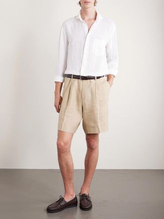 Fedeli Phil Cutaway-Collar Linen Shirt